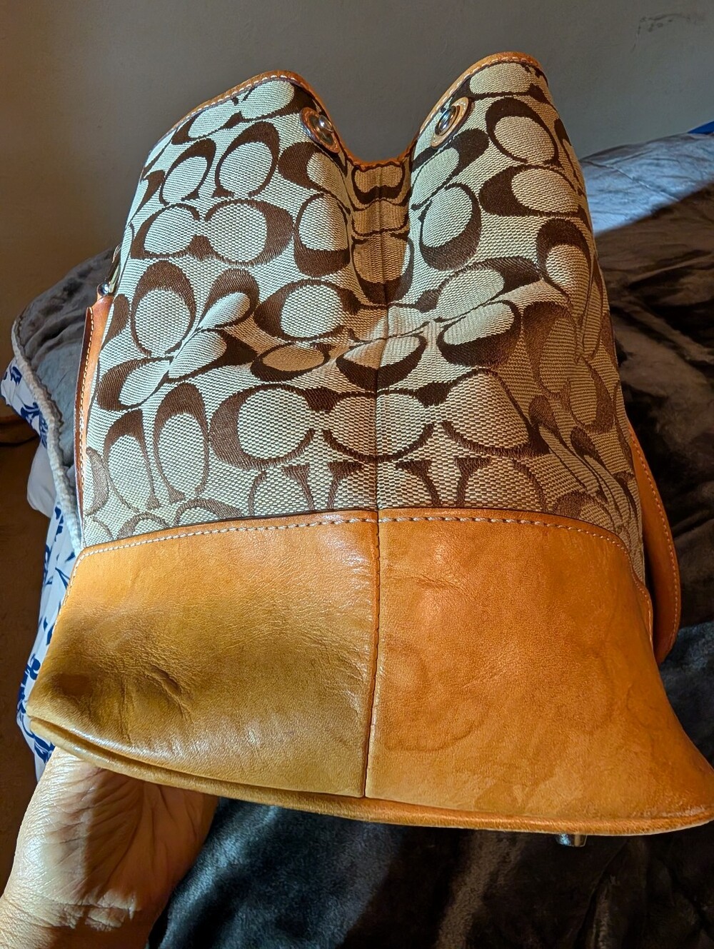 Coach Project 1992 Signature Canvas Tote in Brown and Tan Leather Trim As Is - Picture 6 of 16